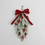 50cm LED Artificial Garland Stair Wreath Red Bow Knot Prelit Christmas Wreath Garland Pine/Bow for Front Door Wall Window Stair