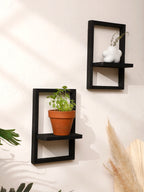 Black Wooden Floating Wall Shelf