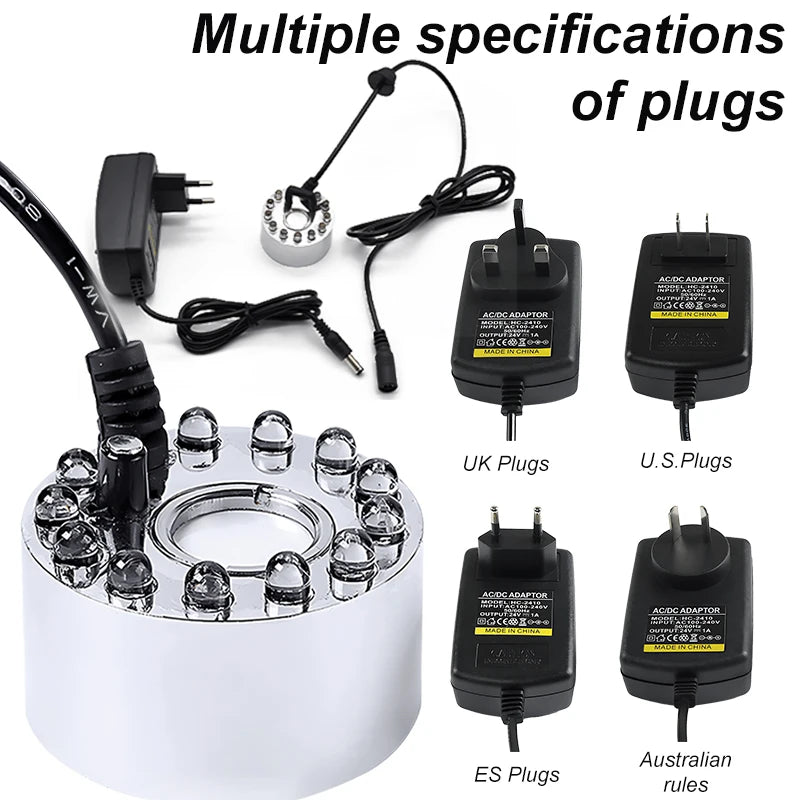 Party Mist Maker Water Pond Fountain Fogger 12 LED Color Aquarium Fog Maker Halloween Easter Party Festival Decoration