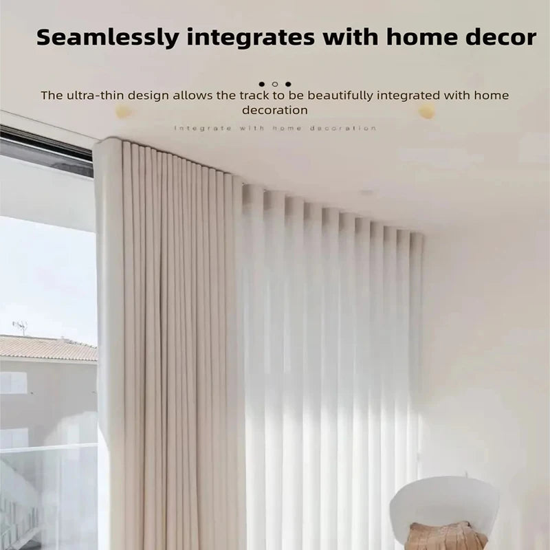 Ultra Thin Self-adhesive Curtain Track Set No Drilling Silent Sliding Rail Ceiling Or Wall Installation For Bathroom Cabinets Ro