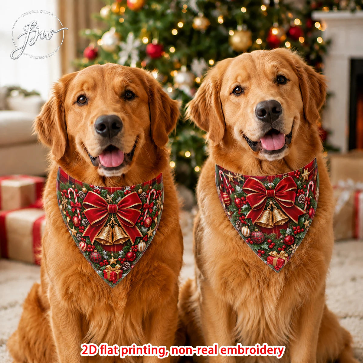 Christmas Dog Bandanas — 2 Pack, 60 × 30cm