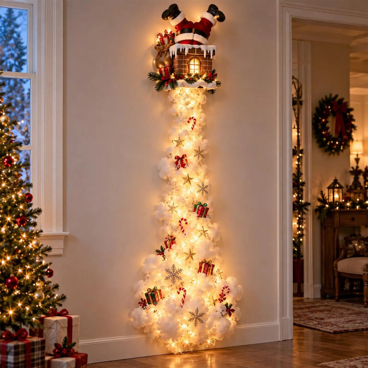 Christmas Magic Trail Wall Light, LED Cascading Holiday Decor,Warm White Glow, Space-Saving Wall Decor, Easy Wall Placement