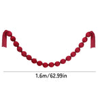 Christmas Hanging Ball Garland Red Cloth Ball String DIY Xmas Tree Window Hanging Decor Smooth Soft Fabric Balls Party Supply