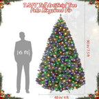 7.5FT Unlit Artificial Christmas Tree, Dense Full Wide Hinged Branches, Realistic Spruce, Collapsible Metal Stand, Flame Retardant PVC