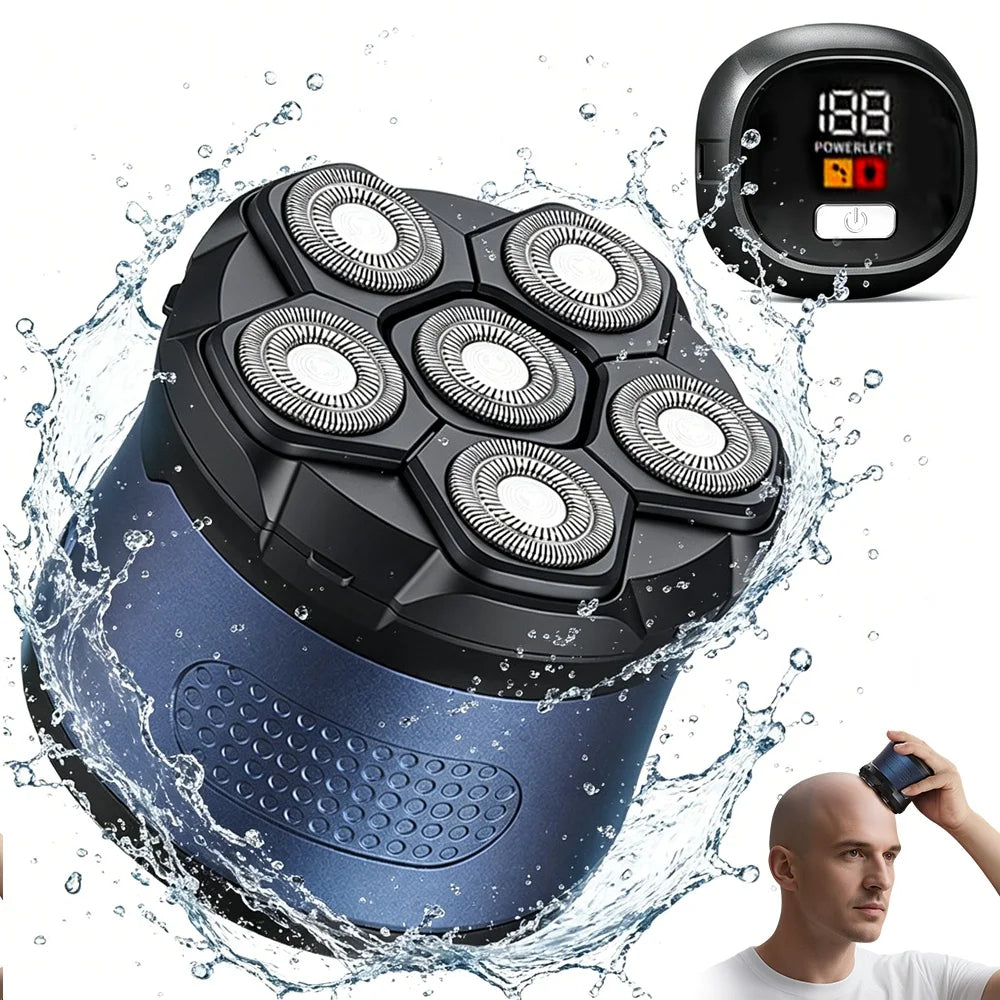 Electric Head Shavers for Bald Men -  Waterproof 6D Magnetic Stainless Head, Upgraded Smooth Shave, Wet & Dry, Type-C Charging, Easy Clean, LED Display, Gifts for Men