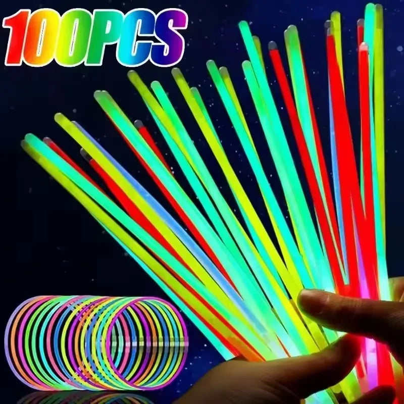 50/100Pcs Fluorescence Sticks Party Multicolor Glowing Stick Bright and  Bendy