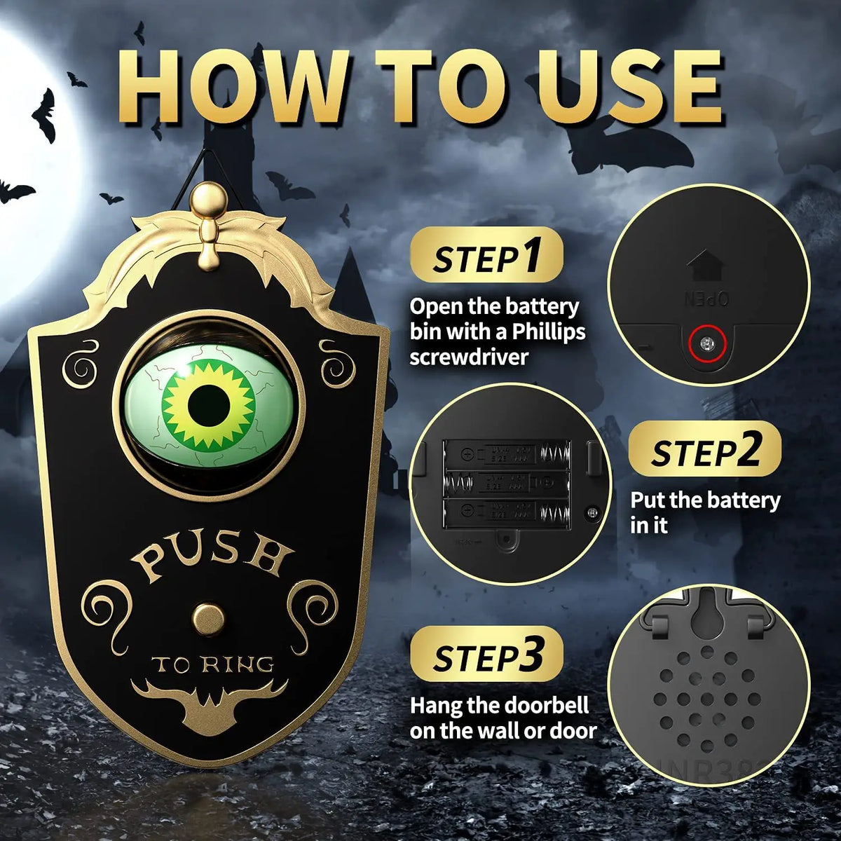 Halloween Decoration LED Hanging One-Eyed Doorbell