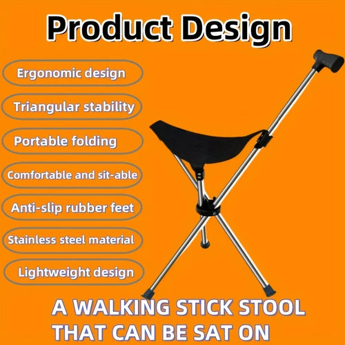2-in-1 Folding Walking Stick & Seat