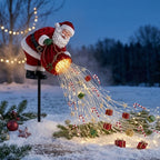 Santa LED Christmas Garden Lights, Flowing Light Effect Illuminated Decor, Waterproof Outdoor Ornament For Yard, Lawn, Pathway