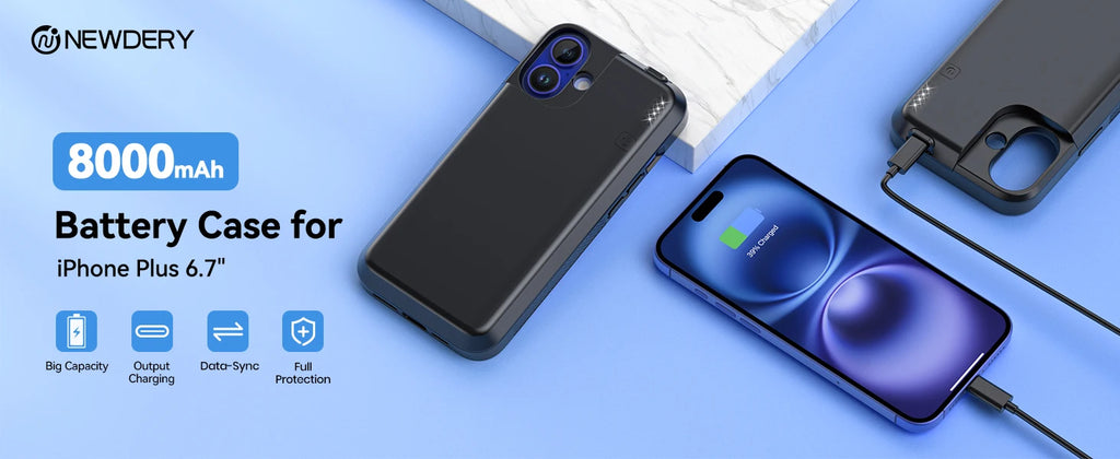 NEWDERY Battery Case for iPhone 16 Pro Max 16Pro 16 Plus 1 Bank Rechargeable battery