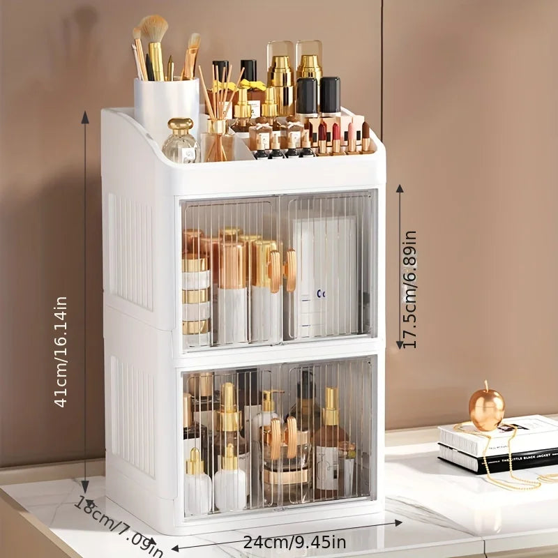 Foldable Makeup Organiser with Drawers — 3 or 4 Tiers