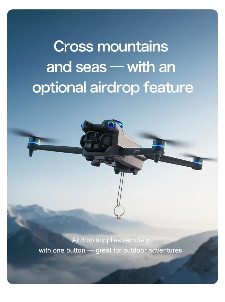 original GT60 Drone 4.3-inch Large Screen Foldable drone 8K HD Dual Camera Gps Brushless Optical Avoidance Airdrop RC Quadcopter