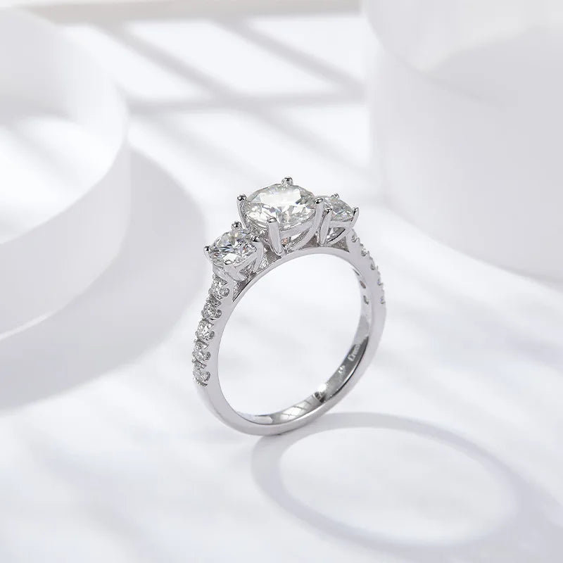 1-3CT Moissanite D Color VVS Diamond Women's Oval Radiant Ring S925 Silver Ring Plated White Gold Jewelry Rings for Women