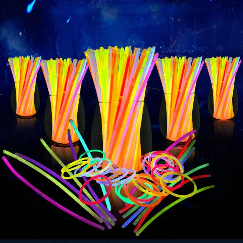 50/100Pcs Fluorescence Sticks Party Multicolor Glowing Stick Bright and  Bendy