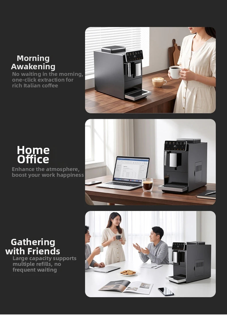 Automatic Espresso Machine with Smart Color Screen, Built-in Grinder & Steam Wand, 20Bar Pressure Coffee Maker for Home, Cappucc