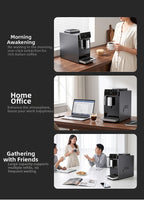 Automatic Espresso Machine with Smart Color Screen, Built-in Grinder & Steam Wand, 20Bar Pressure Coffee Maker for Home, Cappucc