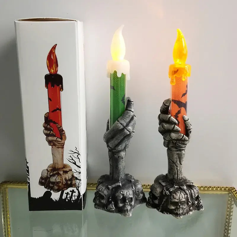 Halloween Skeleton Ghost Hands Led Candles Light