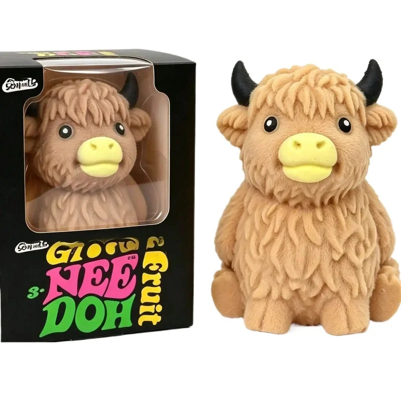 Popular New Products Scottish Highland Cow Stress Relief Toy Slow Bounce Sensory Soft Toy Cheese Squeezing Stress Relief Gift