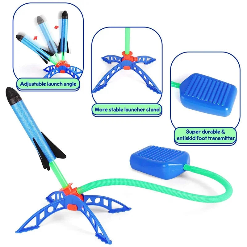 Kids Outdoor Rocket Foot Pump Outdoor Air Pressing Soaring Rocket  Toy Gifts
