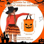 1-20PCS Halloween Pumpkin Tote Bag LED Light Up Handle Reusable Trick or Treat Candy Bag for Kids Party Decor Gift Present