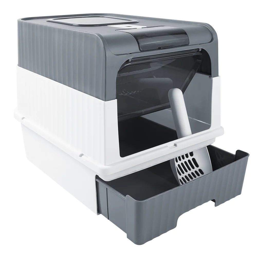 Enclosed Hooded Cat Litter Box with Scoop