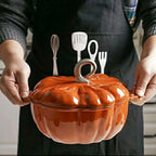 Enamel Coated Cookware Pumpkin Enameled Cast Iron Cooking Pot NonStick Enamel Pot Casserole Dish  for All Heat Source