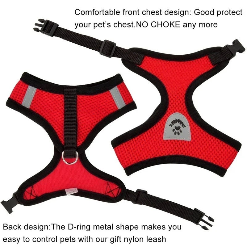 Breathable Mesh Dog & Cat Harness with Lead – S to XL