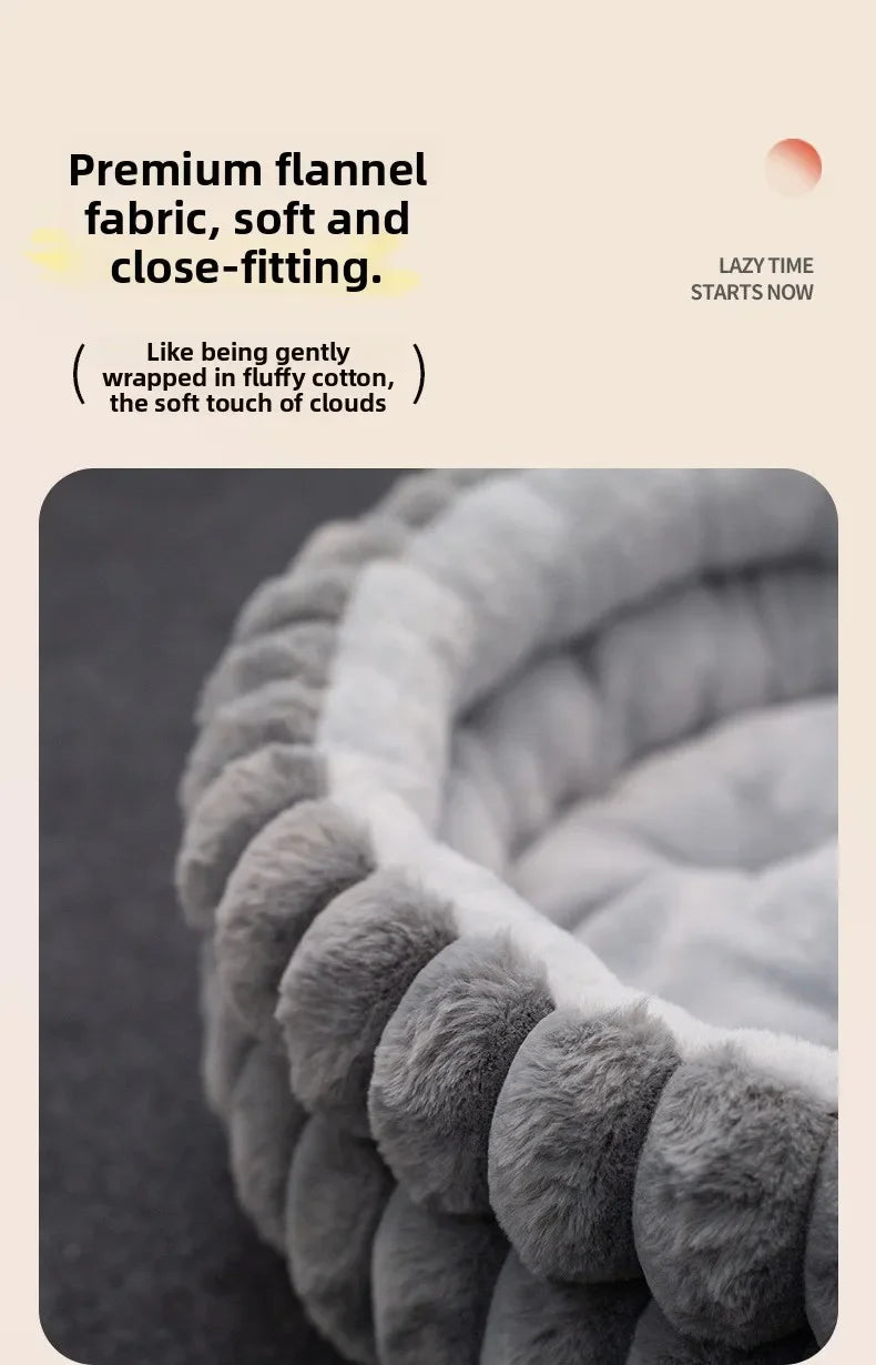 Home Plush Winter Cat Nest Dog Nest Warm Detachable and Washable Round Cat Nest Pet Bed Seasonal Universal Decoration