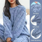 Women Coral Velvet Jacquard Pajama Set Soft Warm Winter Loungewear Comfortable Homewear for Christmas Valentine's Day Gift