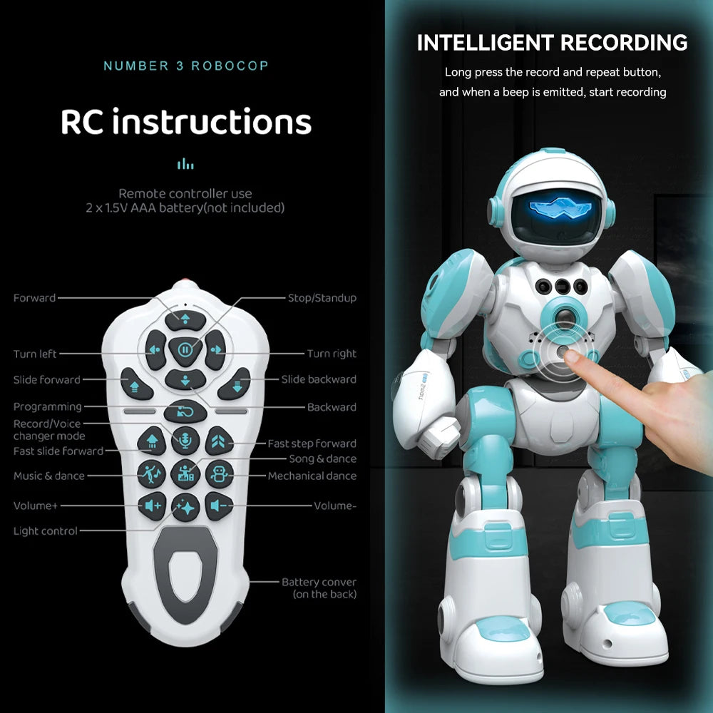 Kids Smart Voice Interaction Robot Blue Plastic Intelligent Robot