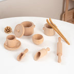 Montessori Sensory Enlighten Puzzle Toys Set Simulated Kitchen Tea Set Family Experience Early Childhood Education Wooden Toys