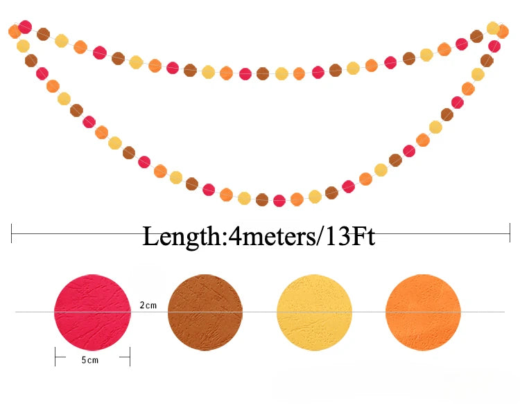 Boho Pom Pom Autumn Garland – Orange & Beige