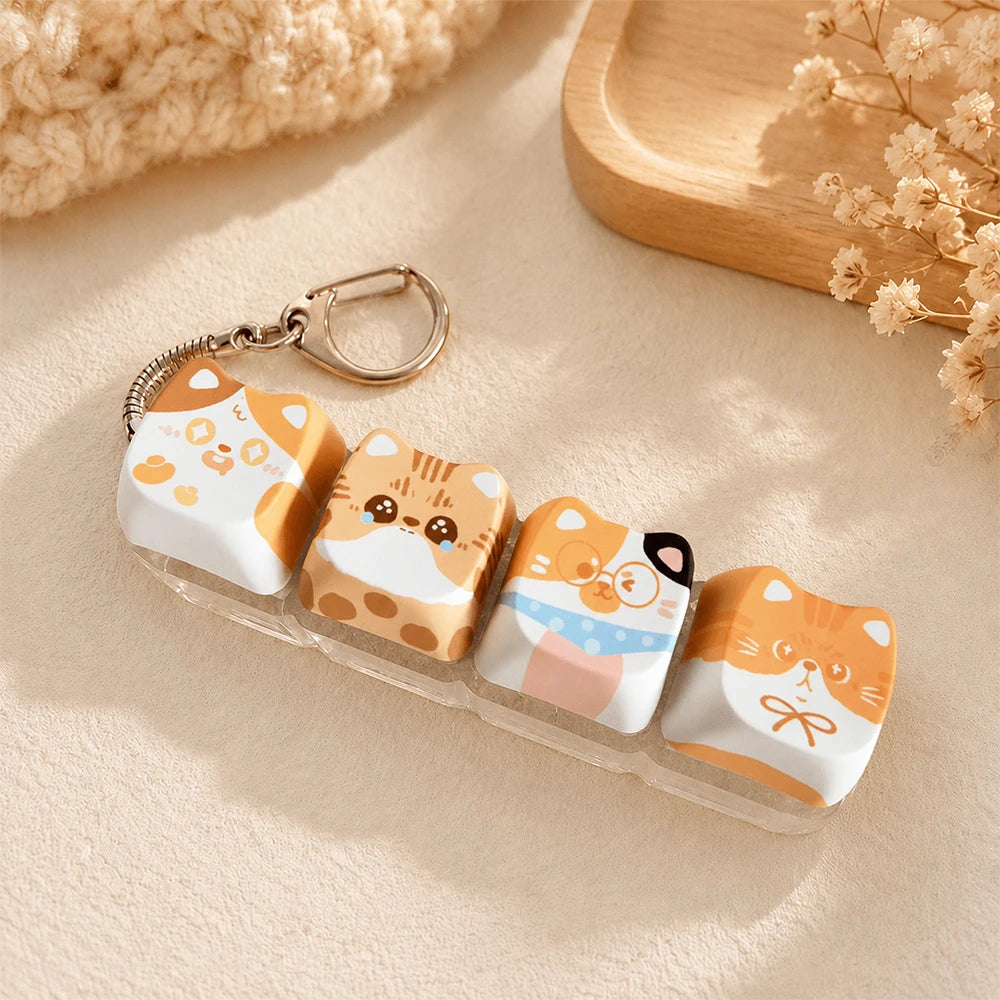 Cat Keyboard Fidget Keychain — 4 Keys