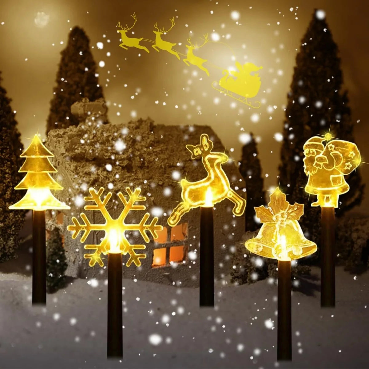 Christmas Garden Stake Lights — 5 Pieces, 8 Modes