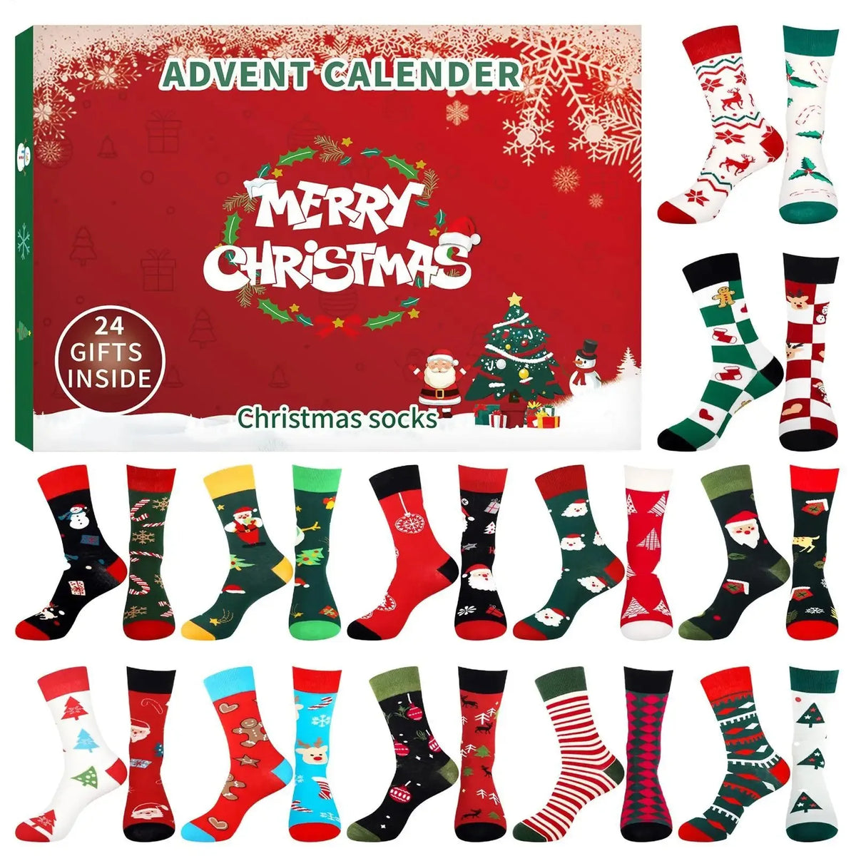 Christmas Stocking Advent Calendars 24 Days Countdown 24 Days Of Advent Box Socks Christmas Socks For Boys Girls Men Women