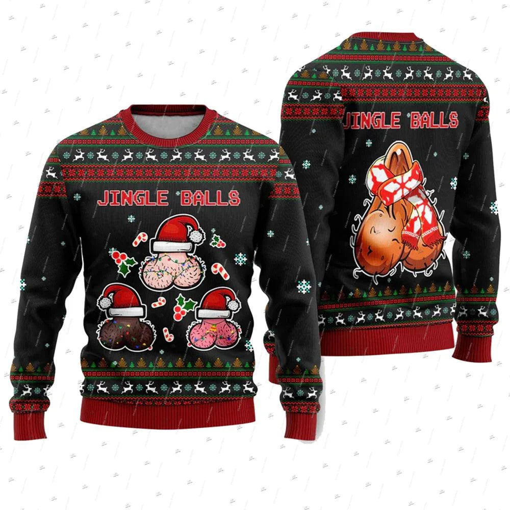 Santa & Skull Print Christmas Jumper