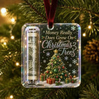 Christmas Money Holders Acrylic Hanging Money Holder Ornaments Christmas Tree Snowman Elk Hanging Pendant New Year Party Decor
