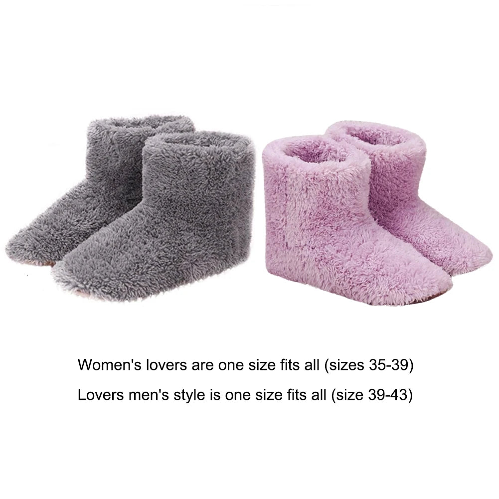 USB Electric Heating Shoes Men Women Winter Warm Snow Boots Electric Slippers Comfortable Plush Shoes Foot Warmer House Shoes