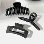 Womans Elegant Black Plastic Hair Claw Grip