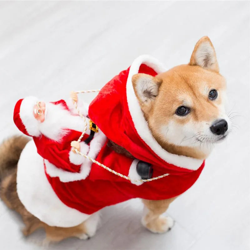 Pet Dog Christmas Santa Claus Riding Dog Costume Christmas Clothes Claus Rider Outfit With Hat Riding Deer Costume Pet Supplies
