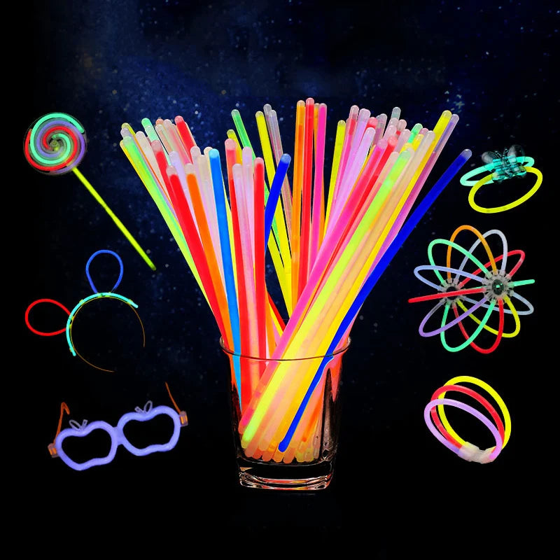 50/100Pcs Fluorescence Sticks Party Multicolor Glowing Stick Bright and  Bendy