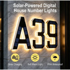 LED Solar House Number Light Waterproof Address Plate with Light Sensor for Home Entrance Yard Wall Outdoor Decoration