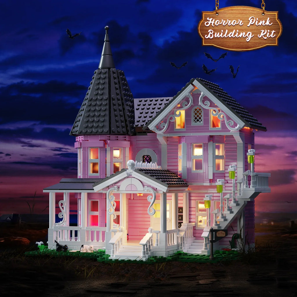 Coralines Building Block Set Pink Palace Model Apartment Ideas Movie Architecture Toy for Boys and Girls Halloween Gift 1349 Pcs