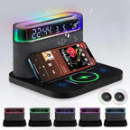 6-in-1 Bluetooth Alarm Clock – Wireless Charger, Speaker Night Light (3 Colors) for IPhone, Apple Watch, AirPods  iphone charger
