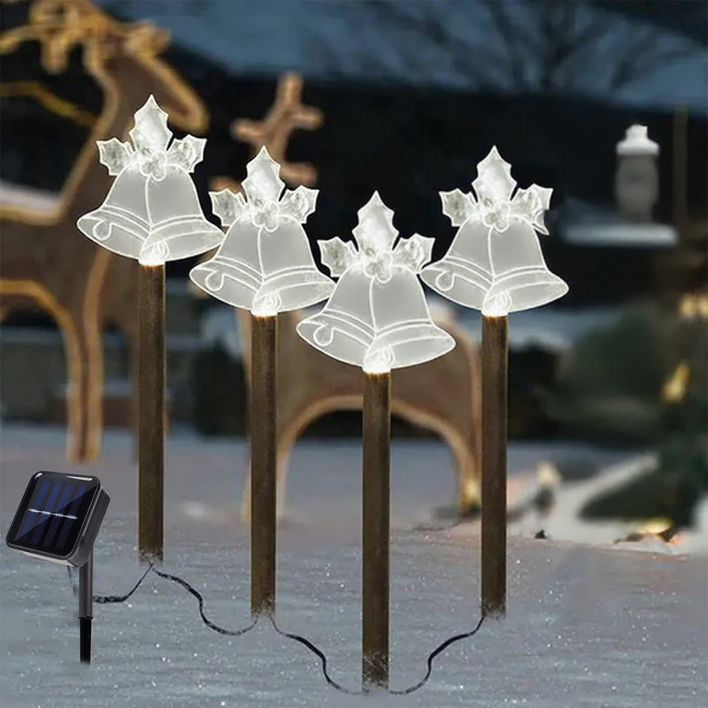 4pcs/set Solar Christmas Pathway Lights Outdoor Waterproof Solar Stake Light For Home Garden Yard Sideway Holiday Xmas Decor