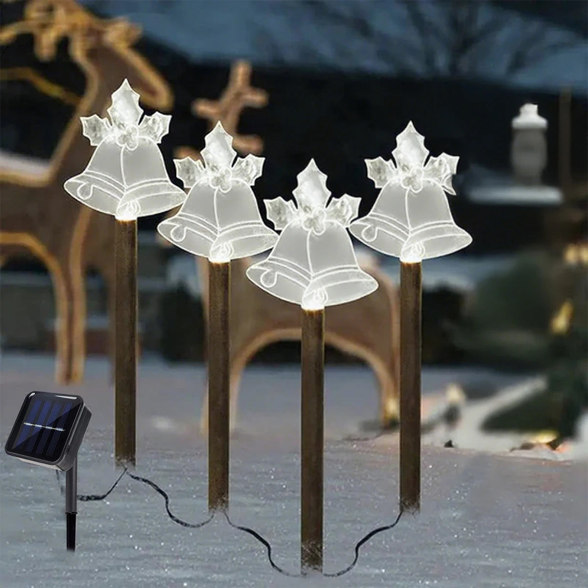 4pcs/set Solar Christmas Pathway Lights Outdoor Waterproof Solar Stake Light For Home Garden Yard Sideway Holiday Xmas Decor