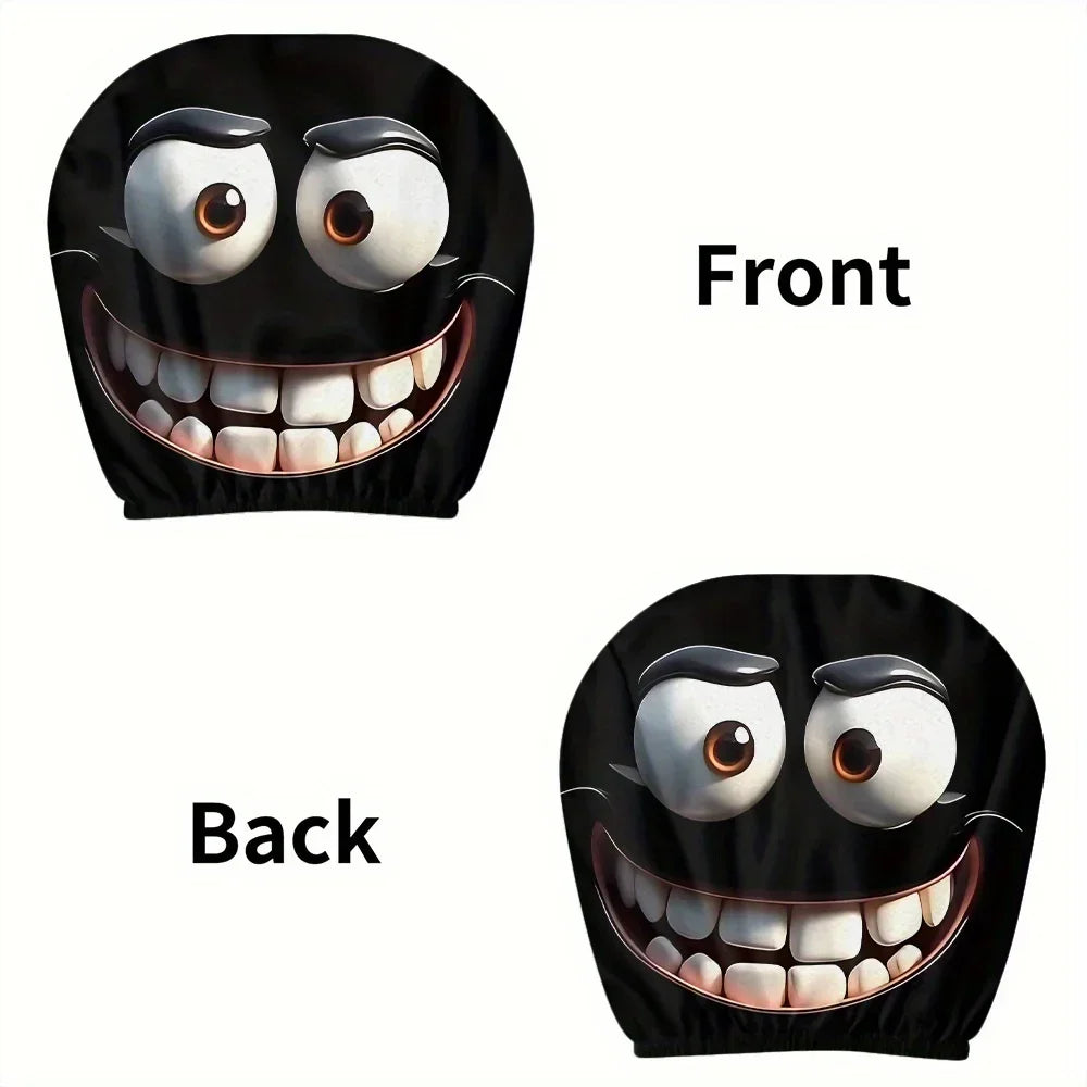 1/2pcs Funny Cartoon Eyes Car Headrest Covers Double-sided Universal Fit Car Headrest Covers for Auto Front Seat Rest Decoration