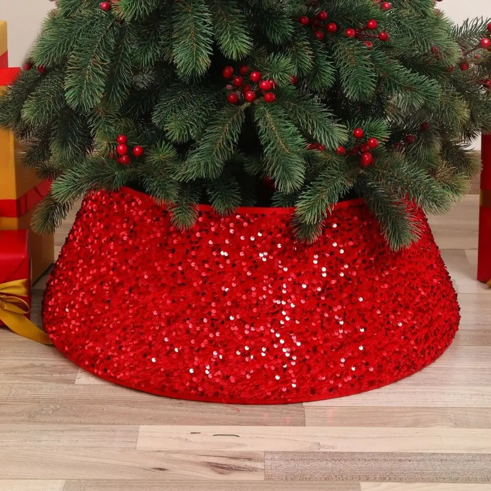 Stereoscopic Christmas Sequins Tree Cover Skirt Home Xmas Tree Surround