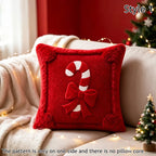 Christmas Pillow Cover Plush Soft Cushion Cover Candy Cane Pattern Decorative Throw Pillow Case Xmas Home Cozy Winter Sofa Decor