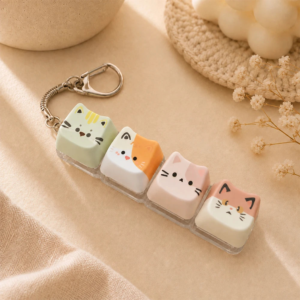 Cat Keyboard Fidget Keychain — 4 Keys
